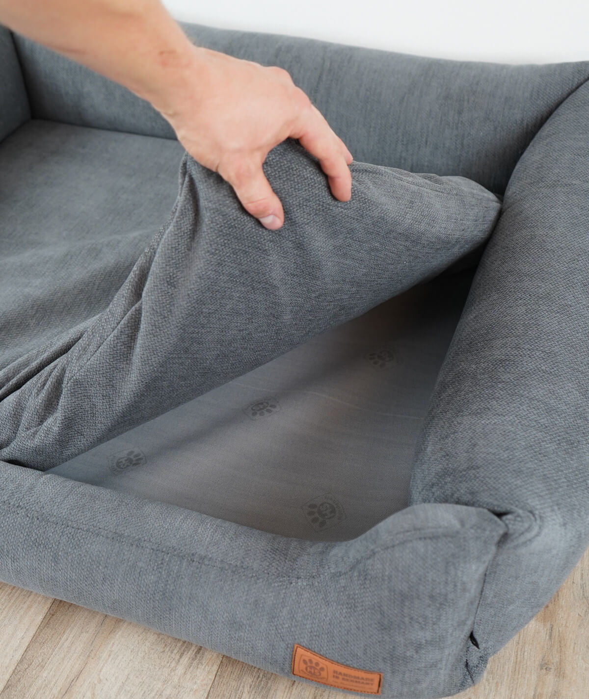 Hundebett Kuschelbett Deluxe Polsterstoff mit Einstieg orthopädisch