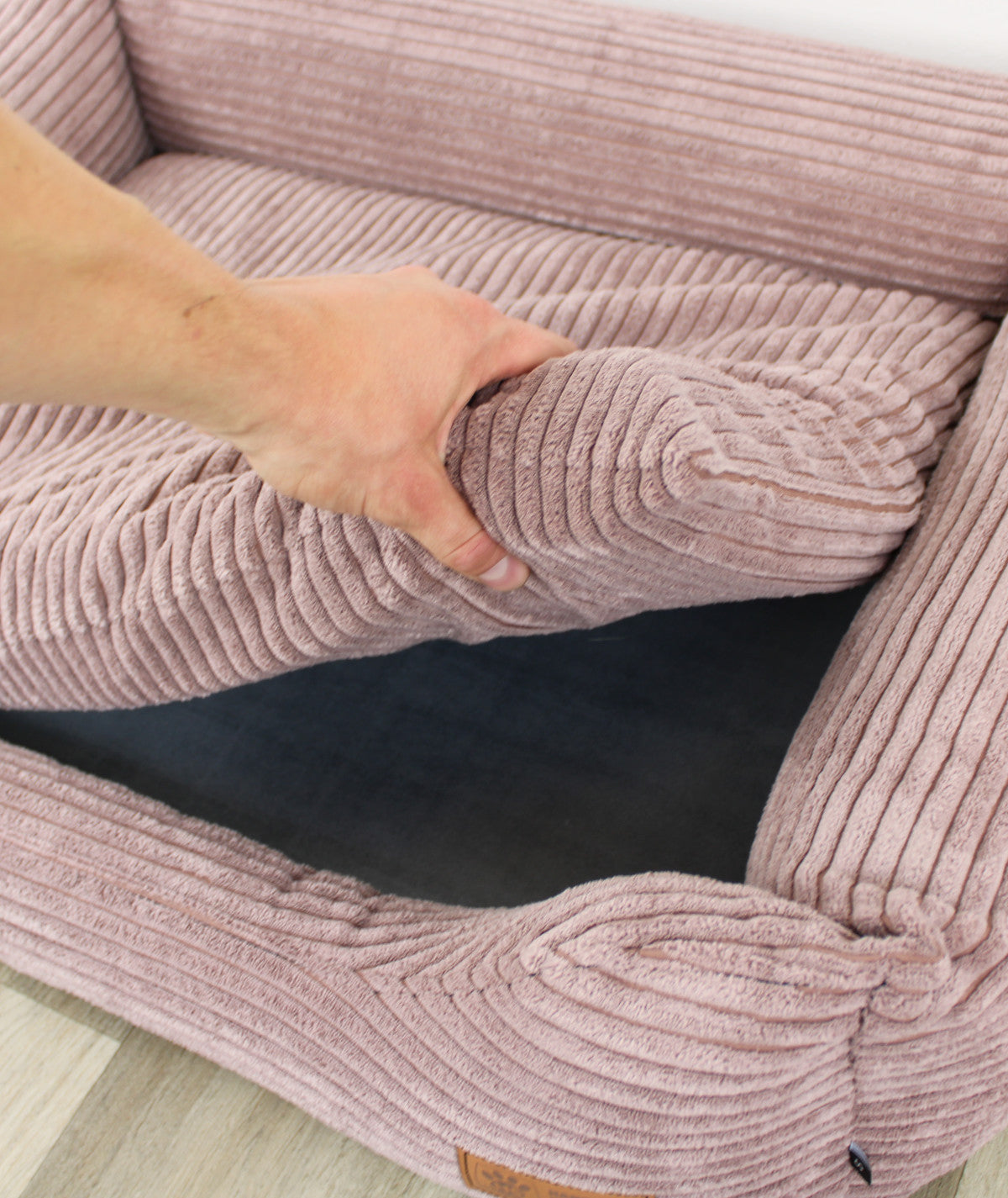 Dog bed cuddle bed deluxe cord with entry orthopedic