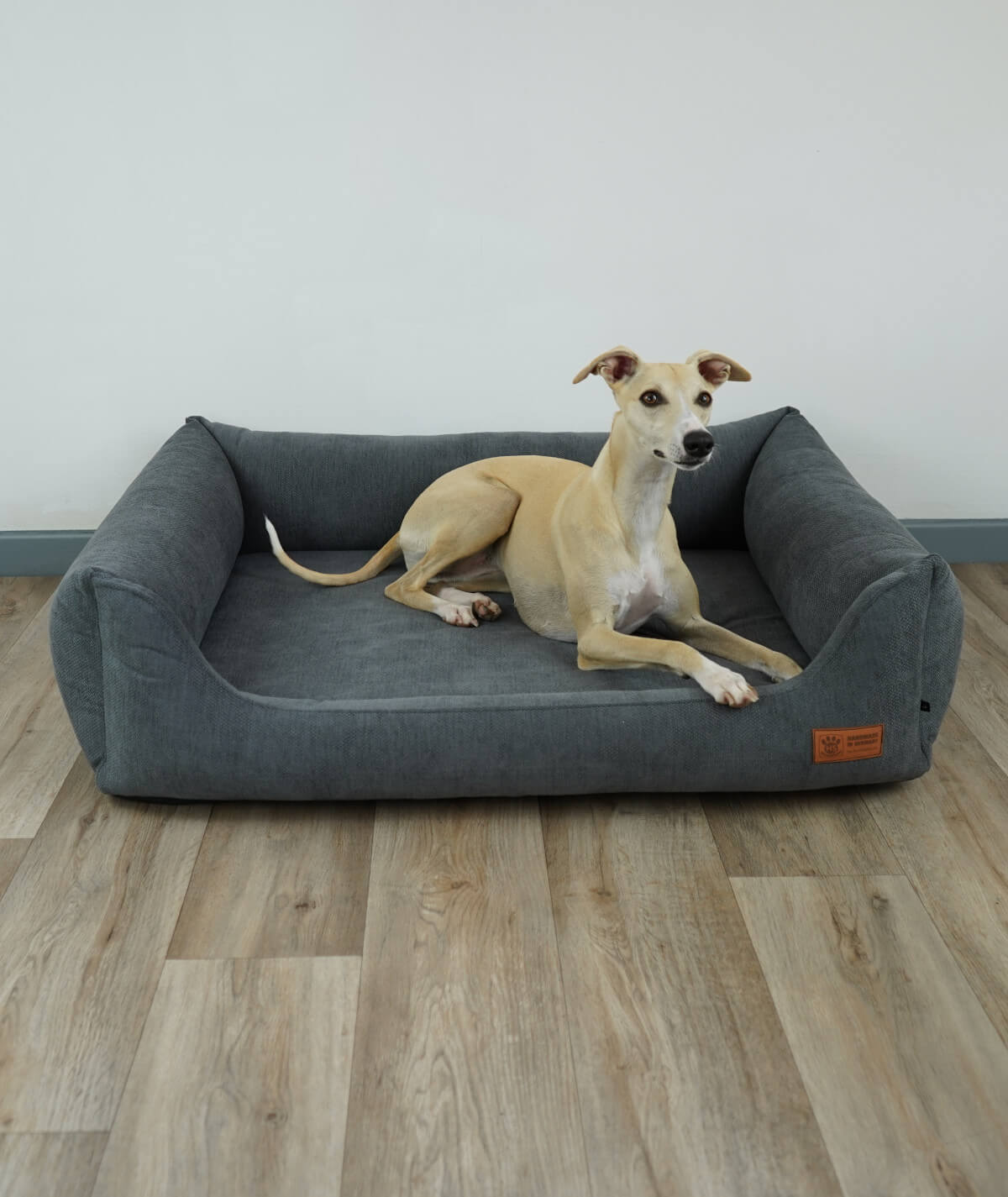 Hundebett Kuschelbett Deluxe Polsterstoff mit Einstieg orthopädisch