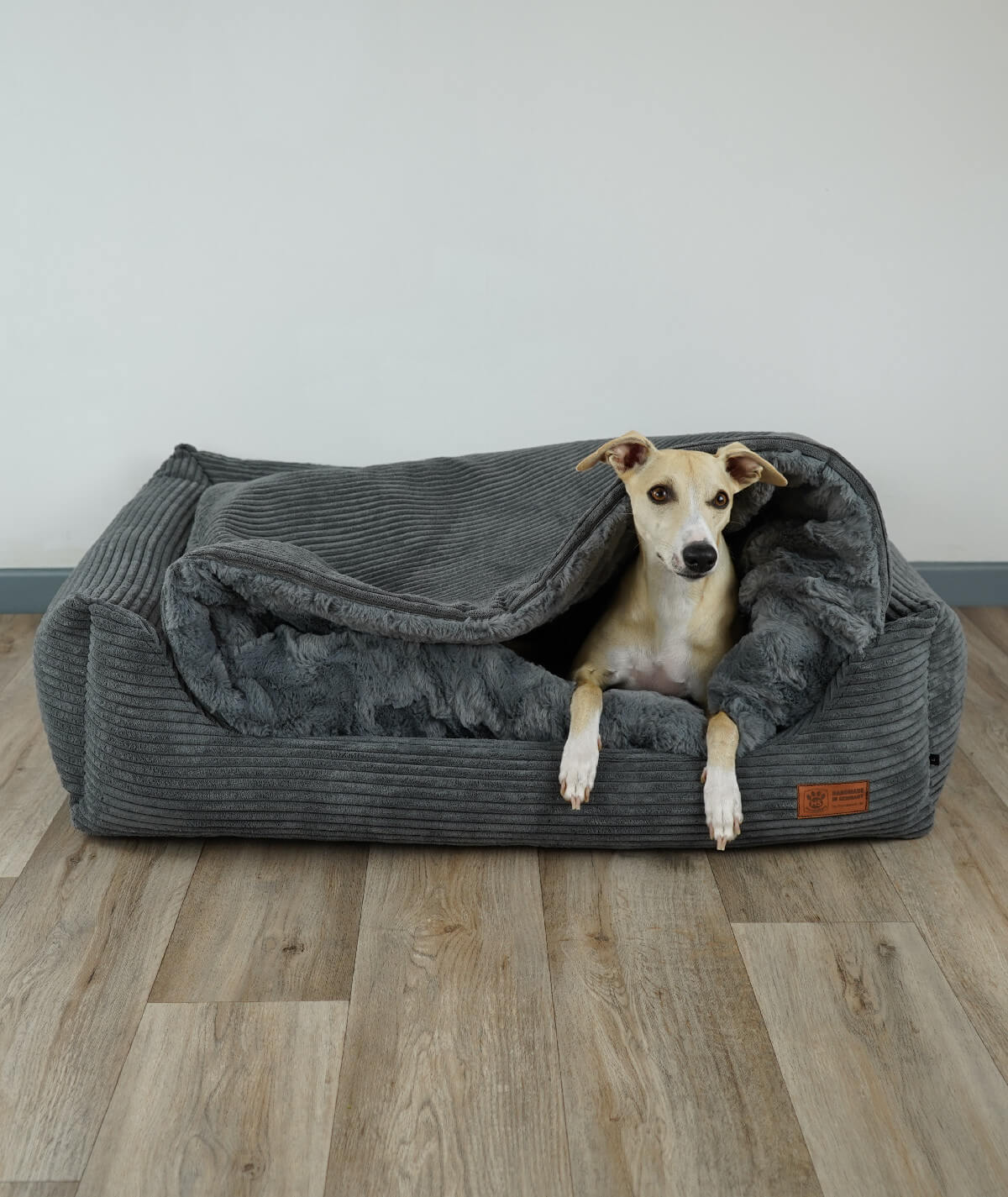Hundebett Kuschelbett Deluxe Cord mit Einstieg orthopädisch