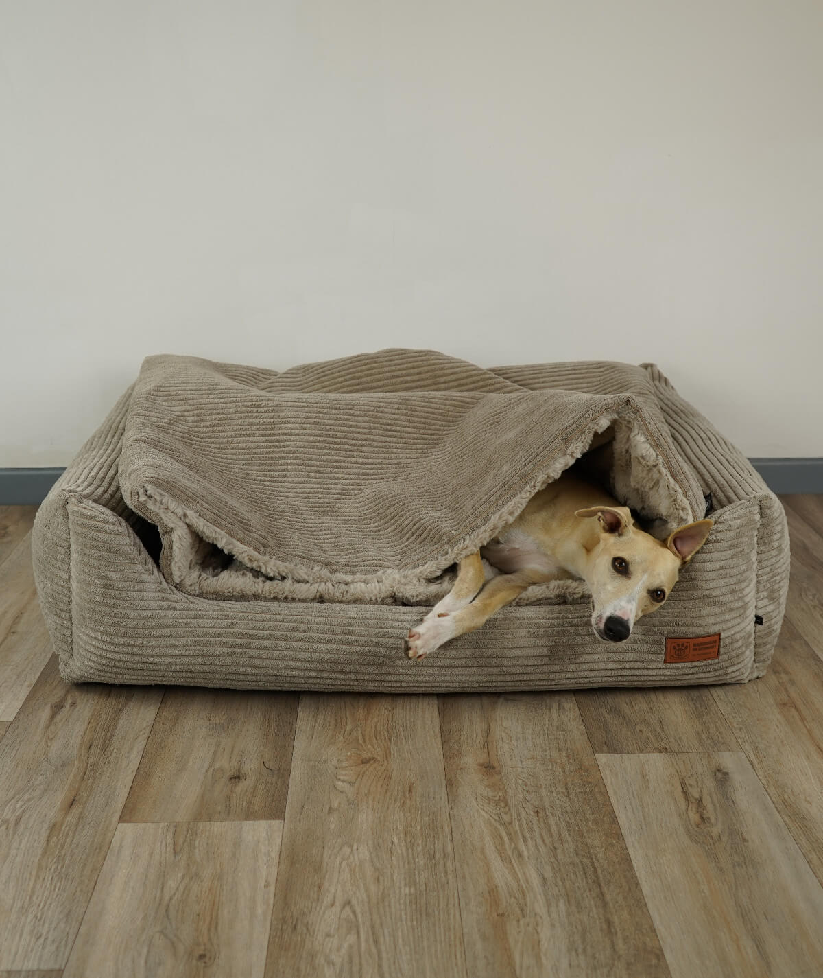 Hundebett Kuschelbett Deluxe Cord mit Einstieg orthopädisch