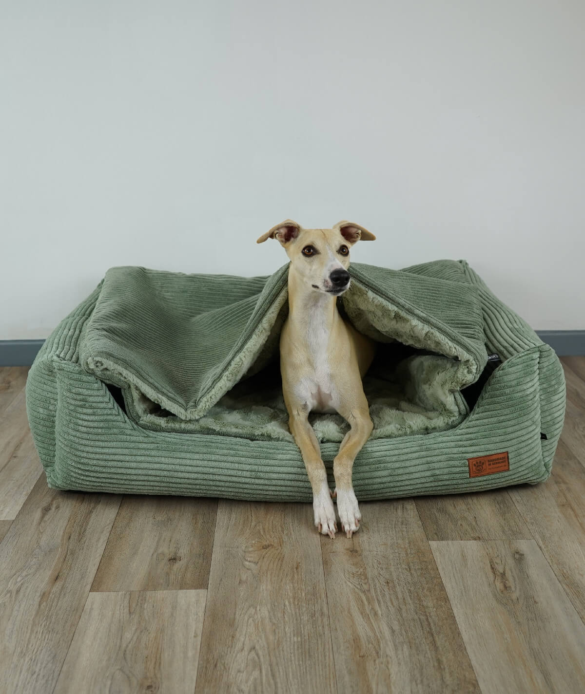 Hundebett Kuschelbett Deluxe Cord mit Einstieg orthopädisch